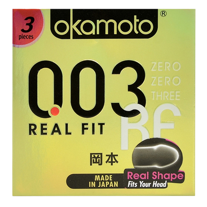 Bao Cao Su Okamoto 0.03 Real Fit (Hộp 3 Gói)